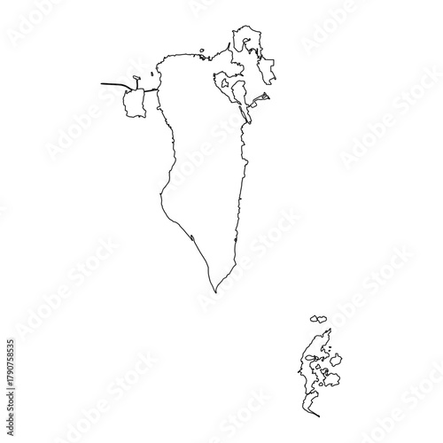 Bahrain outline map. Bahrain map vector. Bahrain map on white background