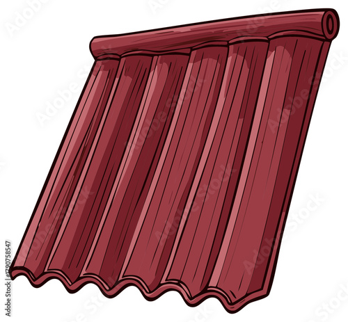 Bright Red Corrugated Metal Roof Shingle Piece Building Material Design
