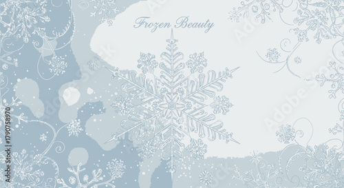 Elegant winter background with snowflakes and swirls for festive holiday designs