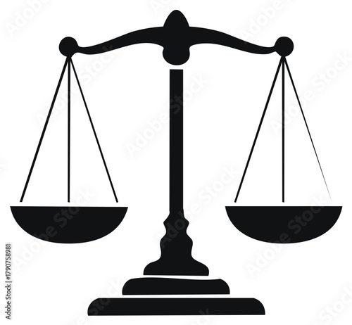 Justice Scales Icon Symbolizing Fair Judgement and Legal Balance in Law System Vector Illustration