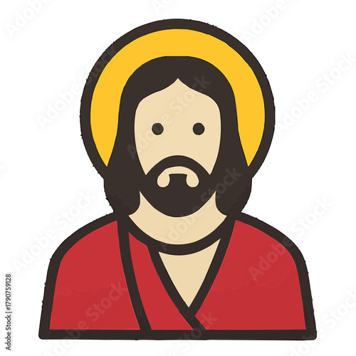 Inspiring minimalist depiction of Jesus Christ with halo, perfect for religious education materials, church designs, or spiritual artwork with divine symbolism