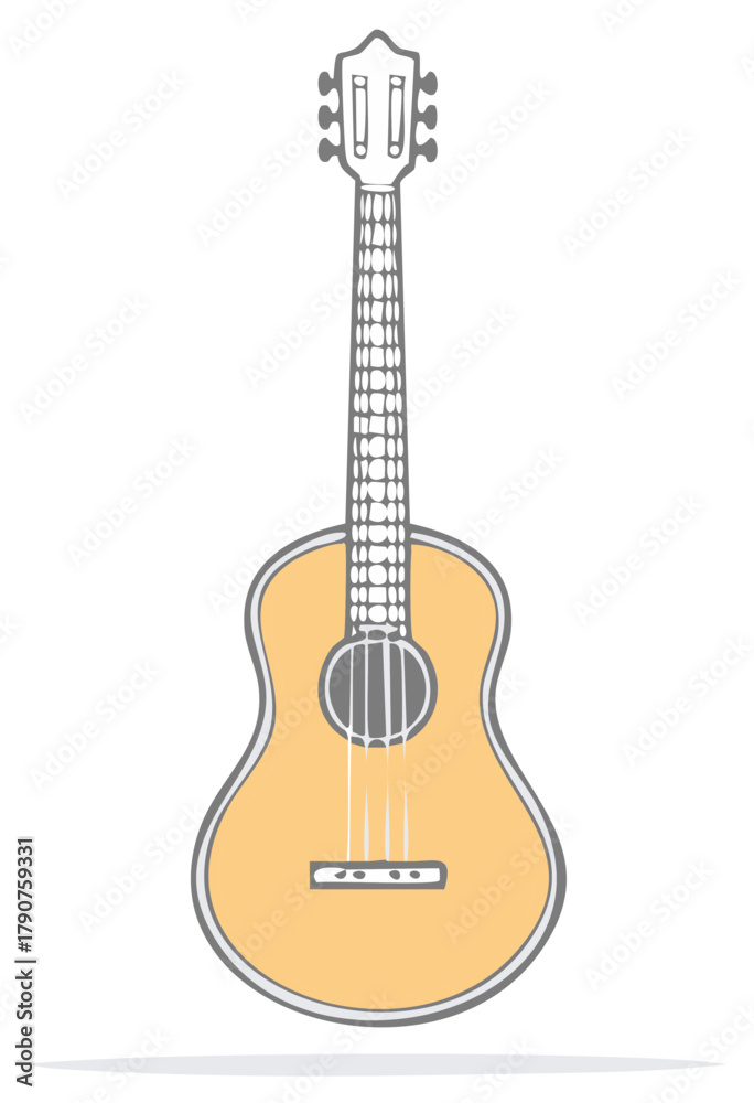 Obraz premium Hand-Drawn Illustration of a Ukulele, Musical Instrument, Stringed Instrument
