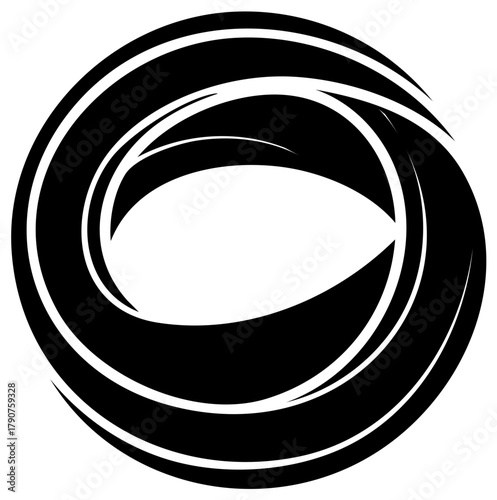 Abstract Concentric Ellipses Pattern Art Swirl Curves Black and White Design