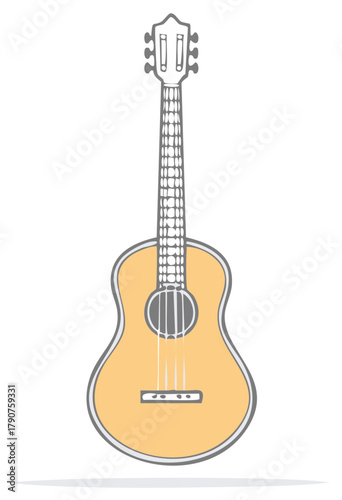 Hand-Drawn Illustration of a Ukulele, Musical Instrument,  Stringed Instrument