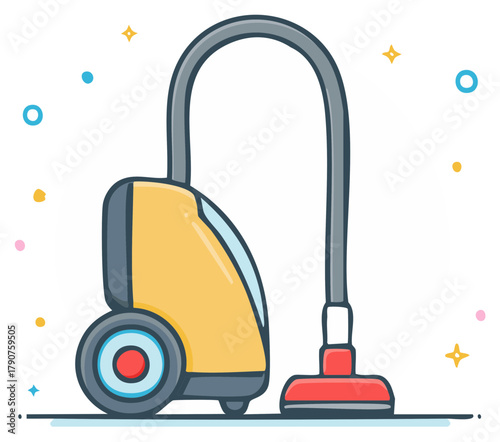 Cartoon Vacuum Cleaner Illustration Appliance for Cleaning and Housework