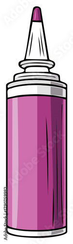 Purple squeeze bottle with pointed nozzle, generic adhesive or crafting tool illustration