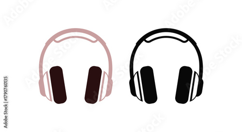 Two pairs of headphones, one in pink and one in black, are shown against a white background.