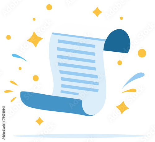 Bright Document with Glowing Stars and Splashes