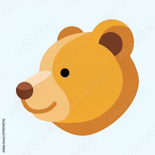 Cartoon bear head illustration in warm orange tones  
