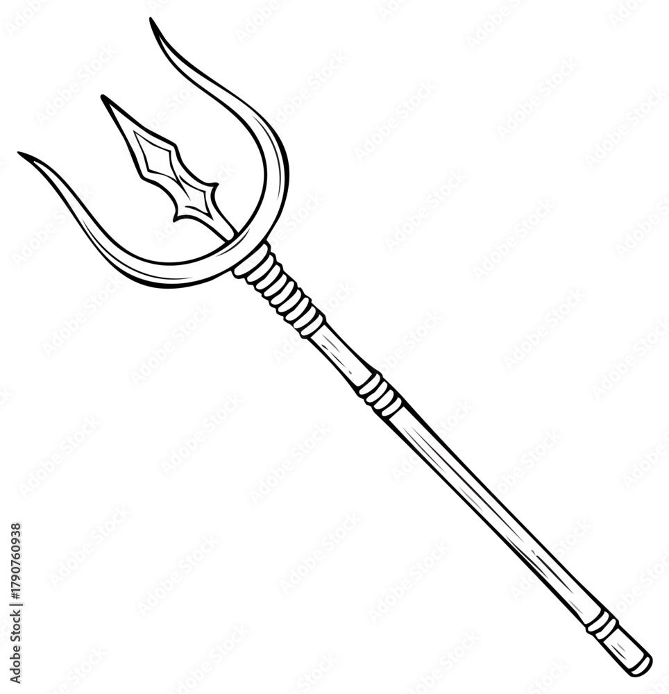 Obraz premium Trident weapon drawing illustration. Ancient Greek Mythology symbol isolated