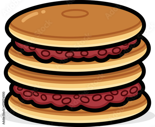 Japanese Dorayaki Pancake Stack Cartoon Vector Icon