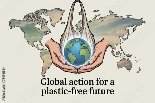 Hands holding planet earth world map background