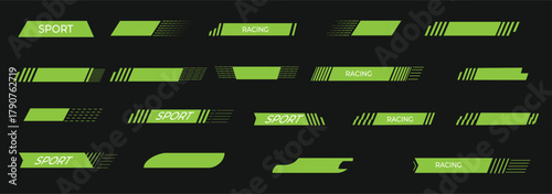 Versatile abstract lower third graphic elements in energetic green, ideal for digital media and dynamic streaming content projects