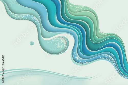 Abstract flowing waves of blue and green