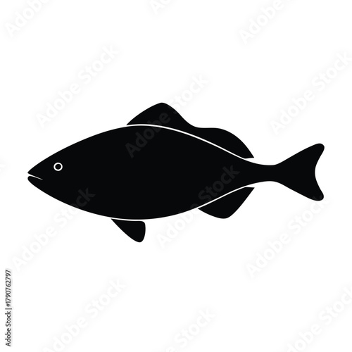 halibut fish minimal flat silhouette on white back.eps