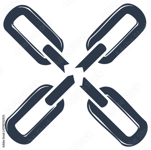 Interconnected metal chain links vector design symbolizing teamwork and connections