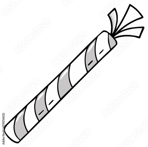 Festive celebration party popper illustration with decorative stripes and streamers