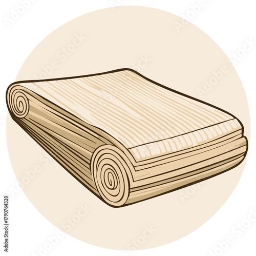 Rolled yuba tofu skin or bamboo mat vector illustration in a hand drawn sketch style