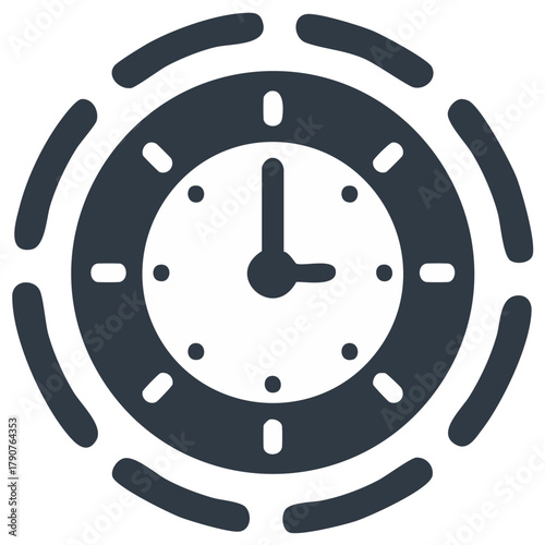 Modern Dynamic Time Clock Icon with Progress Ring for Schedule Speed and Efficiency Productivity