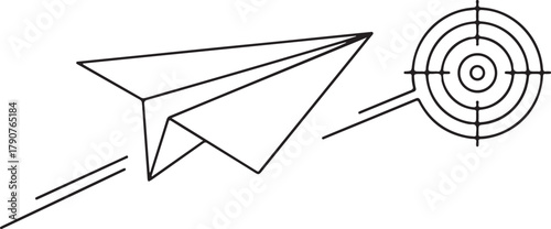 Line Art: Paper Airplane with Dotted Flight Path on White Background

Simple Vector Outline of Origami Plane Flying with Looping Trail

Concept of Travel, Freedom, and Journey with Paper Aircraft Icon