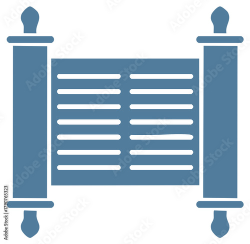 Open Torah scroll vector icon representing Jewish scripture ancient law and sacred text