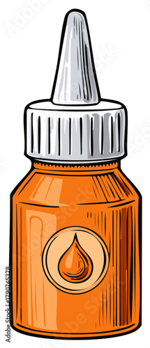 Orange Tincture Dropper Bottle, Illustration of Medicine