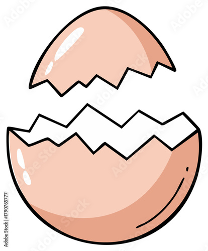 Cartoon illustration of a cracked eggshell