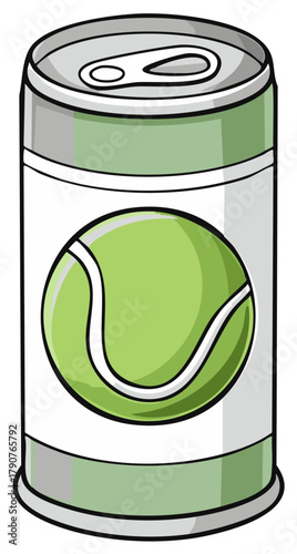 Humorous Illustration of Tennis Balls Packaged inside a Drink Can Container