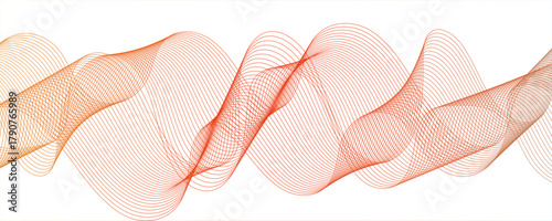 Abstract orange wavy lines Digital frequency track equalizer background. Curved wave smooth stripe seamless pattern. technical flowing web science tech geometric concept lines.