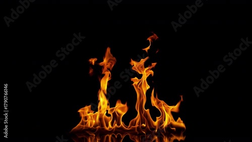 Super Slow Motion Shot of Fire Flame Isolated on Black Background at 1000fps.