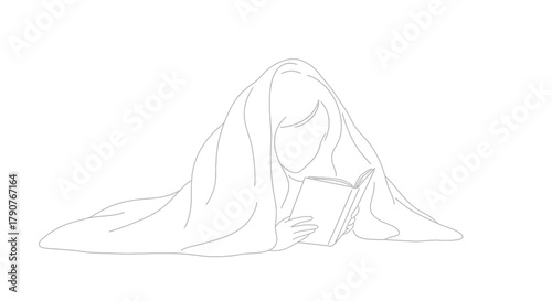 Woman reading a book under a blanket in a cozy and comfortable setting indoors