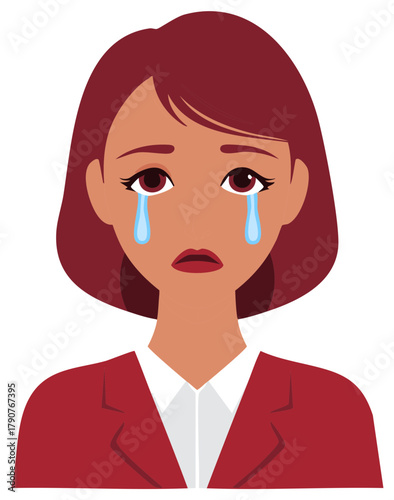 Crying woman illustration depicting profound sadness emotional pain and sorrow
