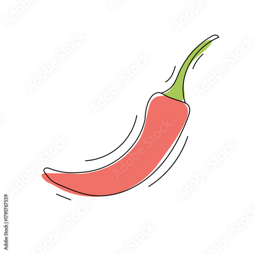 Continuous Line Art Hot Red Chili Pepper Illustration