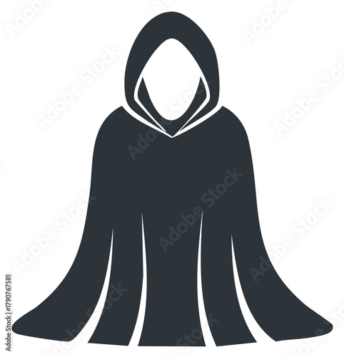 Cloaked Figure Silhouette Icon - Mystery, Darkness, and Supernatural Concept Graphic