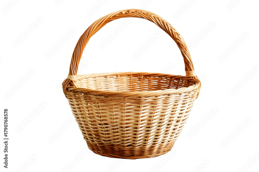 Obraz premium Wicker basket for storage or decoration on transparent background, suitable for various uses in home or garden settings