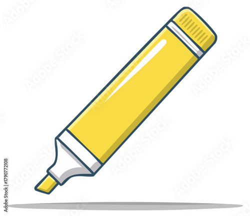 Yellow highlighter pen tool for marking important information and study notes