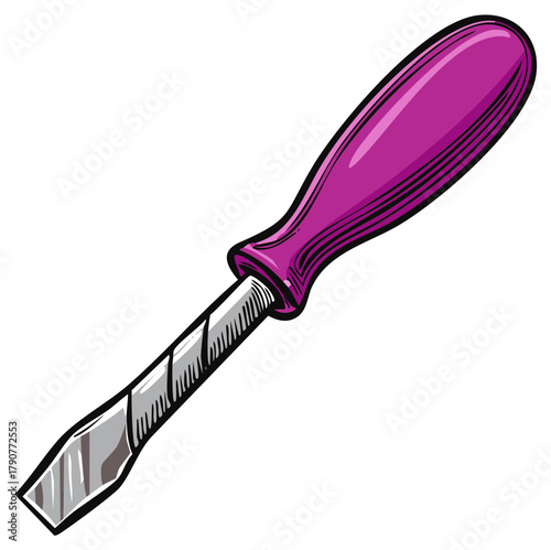 Purple Handled Flathead Screwdriver Illustration for Tools and Repair