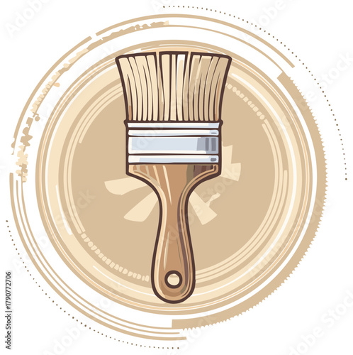 Painter's Brush Icon with Circular Design Element, Art Supplies