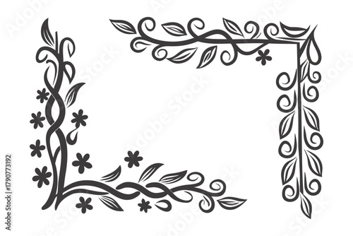 Elegant Floral Corner Silhouette