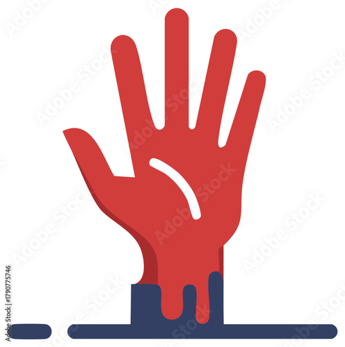 Icon of a Bloody Hand with Fingers Rising Symbolizing Fear Horror Halloween