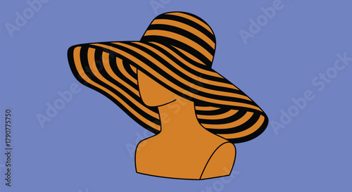 Black and white striped sun hat fashion style summer beach headwear