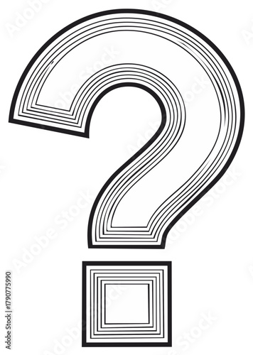 Graphic Question Mark Symbol Concentric Outline Style