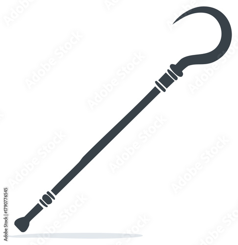 Stylized Dark Question Mark Cane Silhouette with Ring Detail and Flat Base