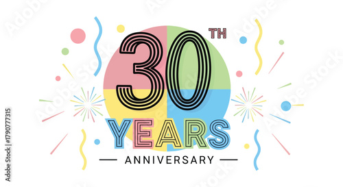 Celebrate thirtieth anniversary with colorful design element