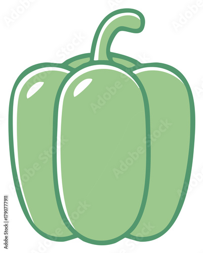 Stylized green bell pepper illustration offering a fresh, vibrant vegetable and culinary concept for healthy eating and nutrition focus