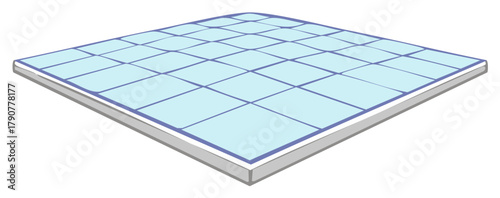 Illustration of Square Platform With Light Blue Tiles and Grey Edging in Isometric Perspective