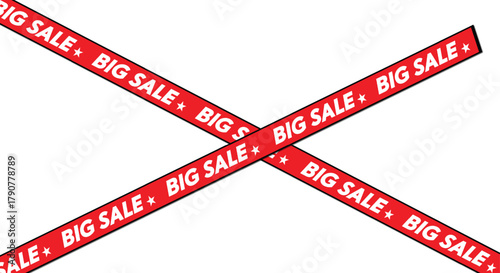 big sale red ribbon crossed banner background, modern retail promotion and discount advertisement template
