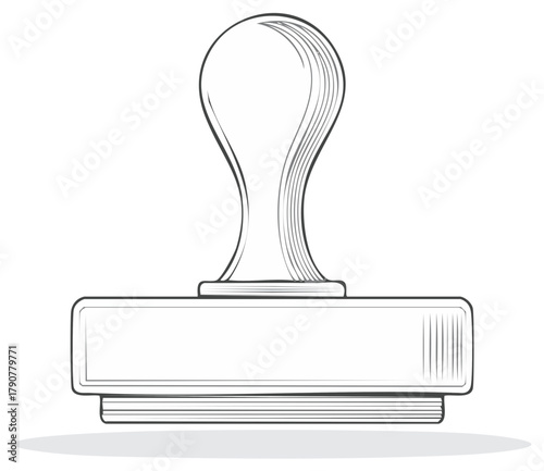 Vintage rubber stamp illustration with blank imprint area, office supply concept.