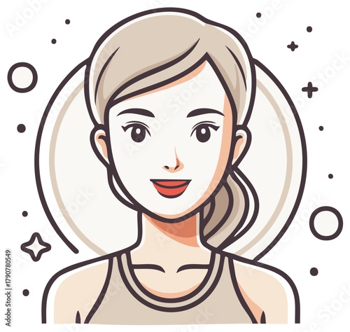 Smiling Young Woman Portrait with Subtle Sparkle Accents in Light Tones