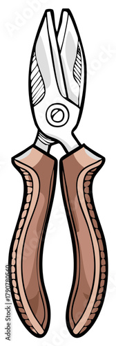 Pruning Shears with Curved Brown Handles and Silver Blades